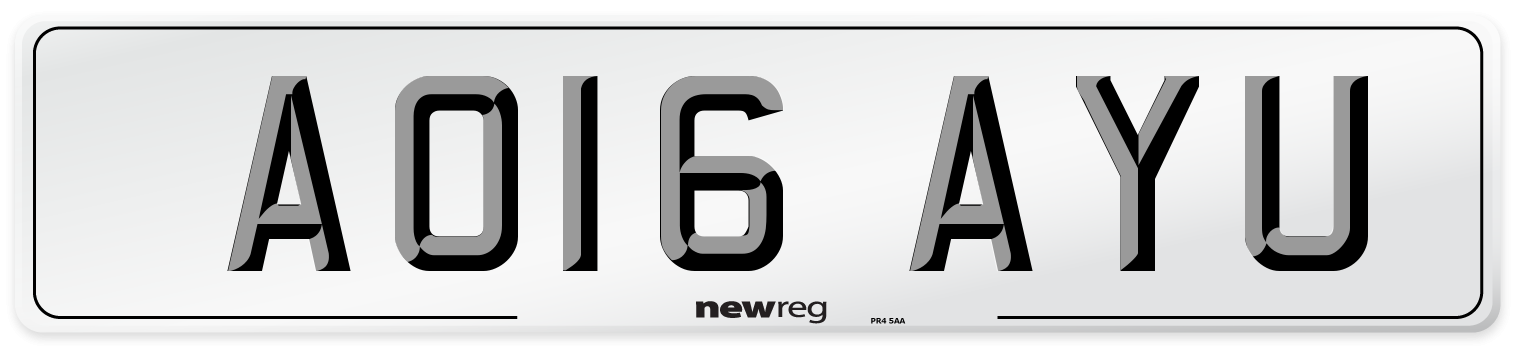 AO16 AYU Number Plate from New Reg